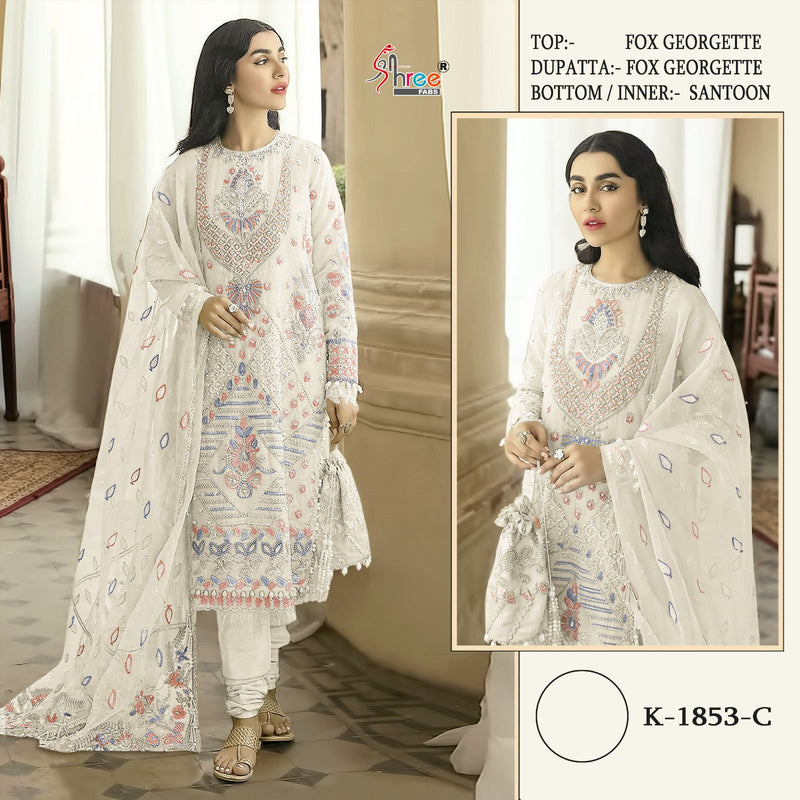 Shree Fabs K 1853 Georgette With Embroidered Heavy Look Pakistani Suit Collection