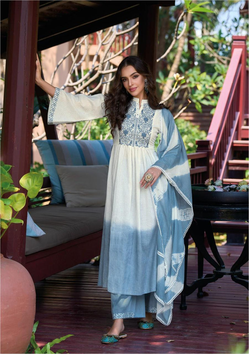 Kailee Fashion Chandani Pure Cotton Weaving Self Pattern Cotton Nyra Cut Designer Kurti