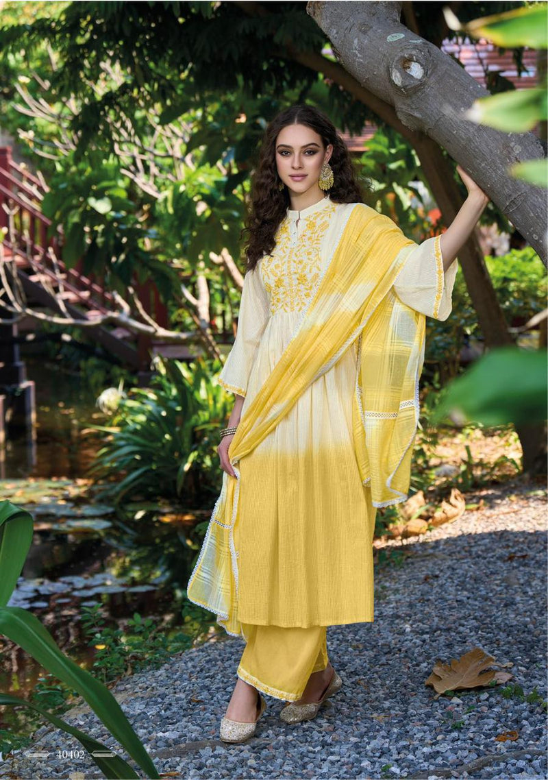 Kailee Fashion Chandani Pure Cotton Weaving Self Pattern Cotton Nyra Cut Designer Kurti