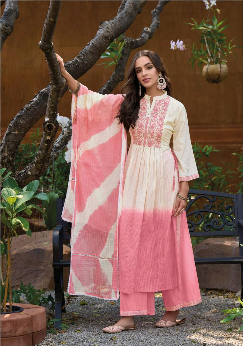 Kailee Fashion Chandani Pure Cotton Weaving Self Pattern Cotton Nyra Cut Designer Kurti