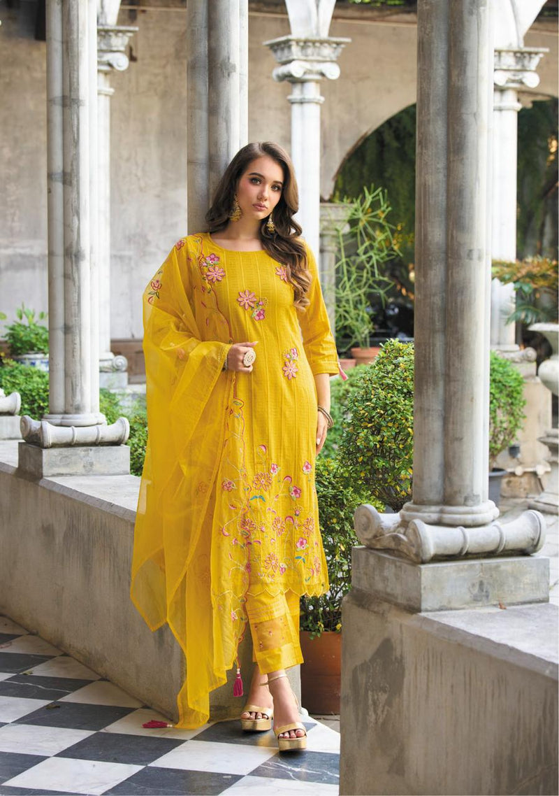 Kailee Fashion Dil Kash Pure Cotton Weaving Self Pattern Fancy Thread Mirror Work Designer Kurti