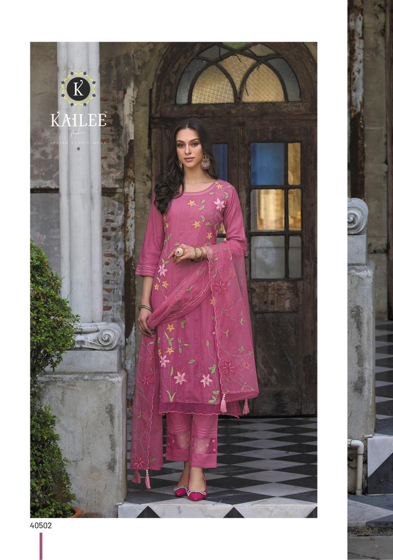 Kailee Fashion Dil Kash Pure Cotton Weaving Self Pattern Fancy Thread Mirror Work Designer Kurti