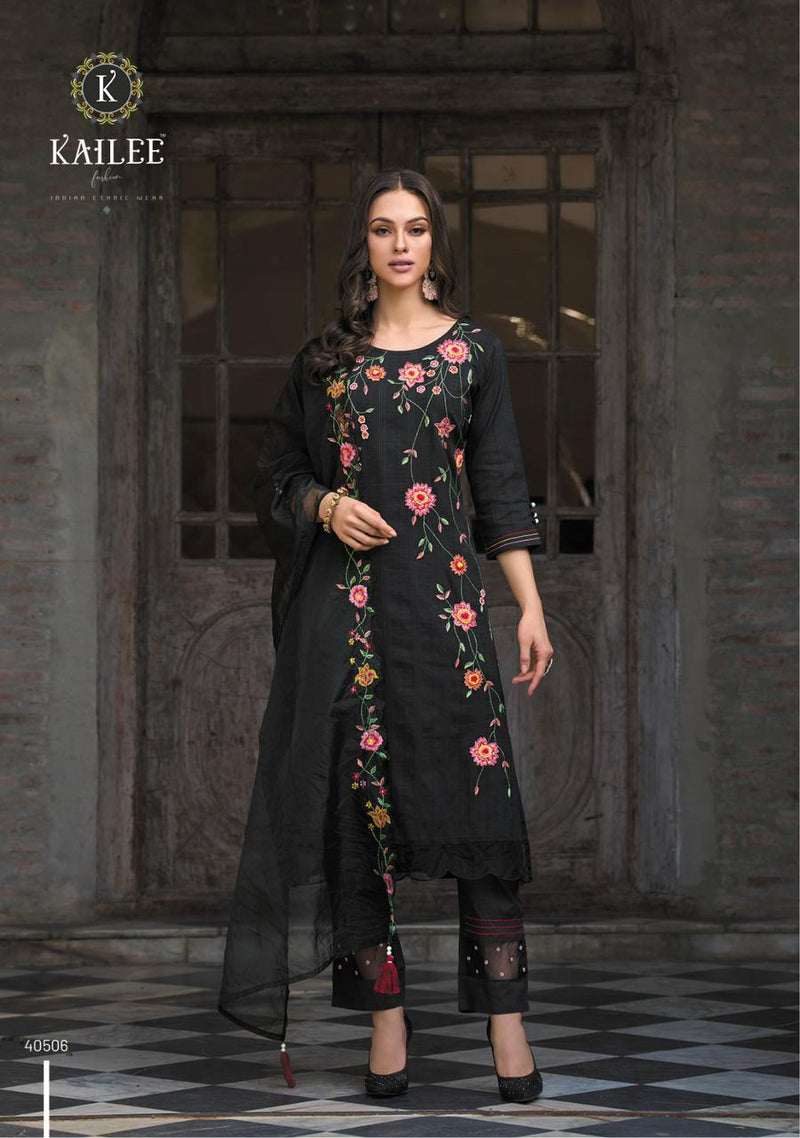 Kailee Fashion Dil Kash Pure Cotton Weaving Self Pattern Fancy Thread Mirror Work Designer Kurti