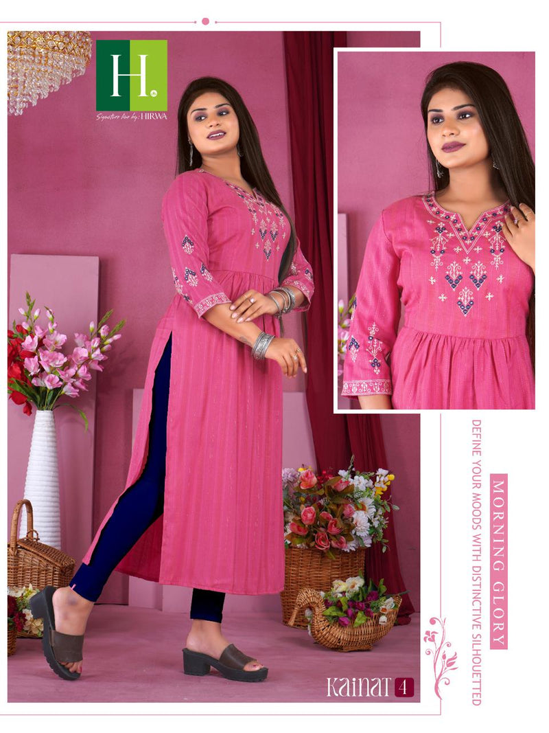 Hirwa Kainat Rayon Fancy Viscose Designer Casual Wear Kurtis