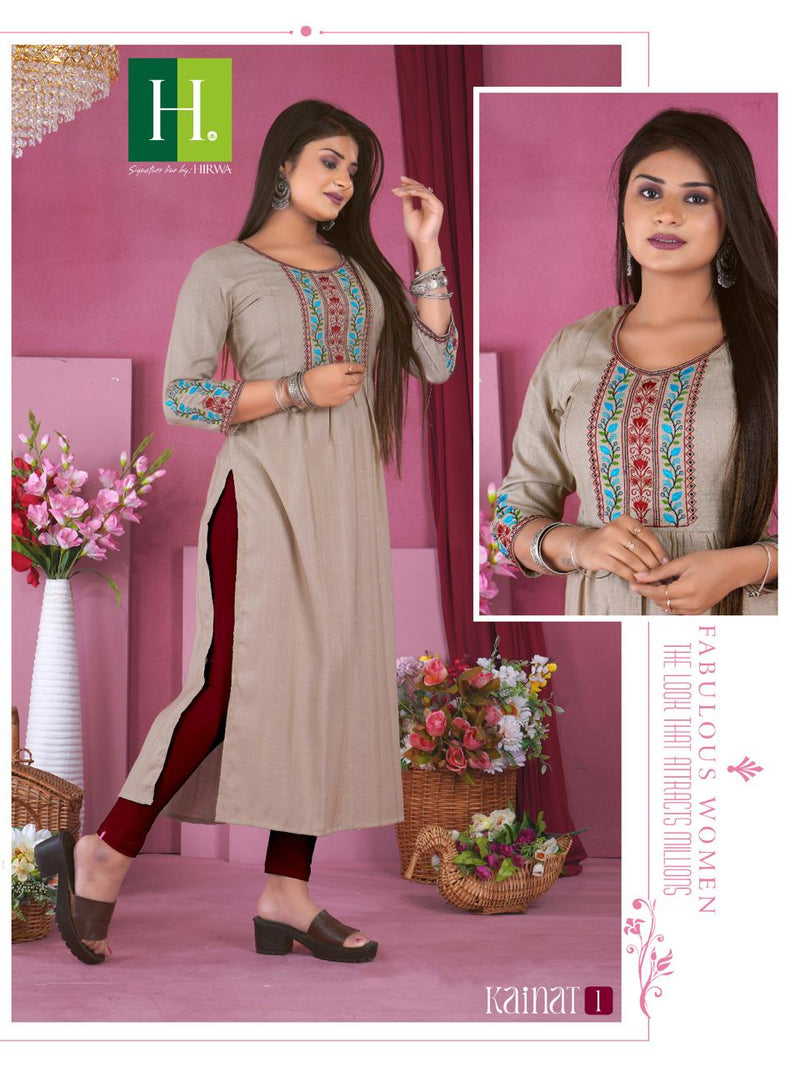 Hirwa Kainat Rayon Fancy Viscose Designer Casual Wear Kurtis