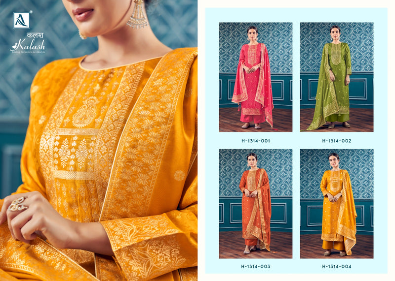 Alok Suits Kalash Jacquard With Elegant Hand Work Fancy Suit Collection