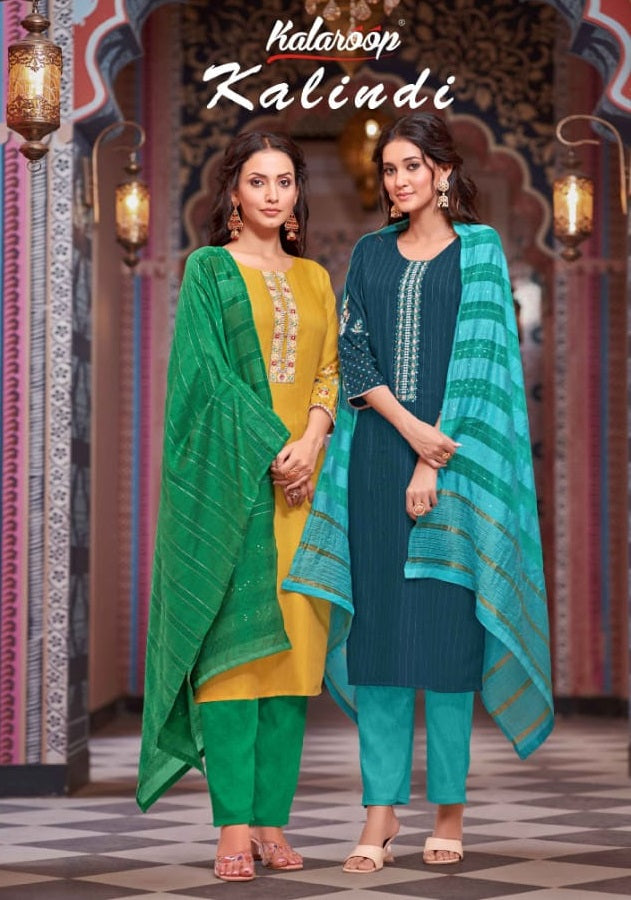 Kalaroop Kajree Fashion Kalindi Rayon With Embroidery Designer Kurti Combo Set