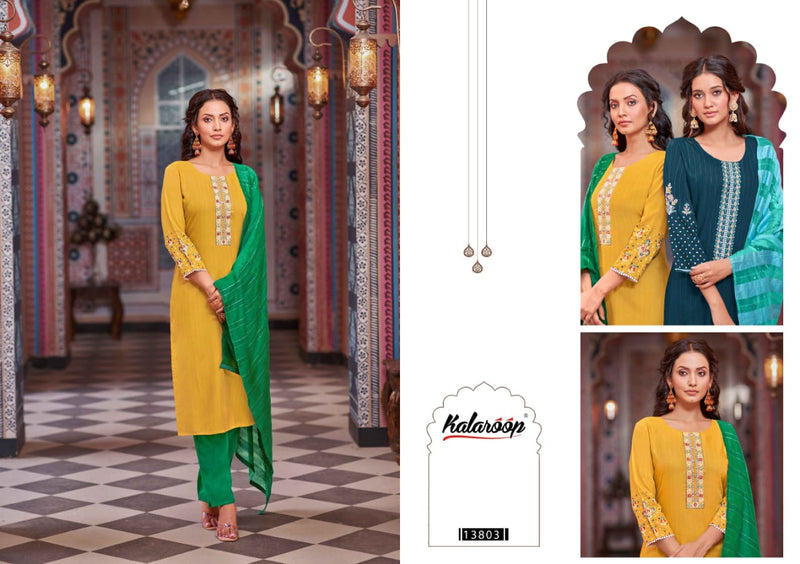 Kalaroop Kajree Fashion Kalindi Rayon With Embroidery Designer Kurti Combo Set