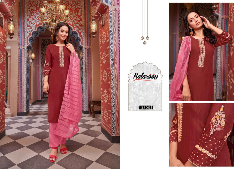 Kalaroop Kajree Fashion Kalindi Rayon With Embroidery Designer Kurti Combo Set