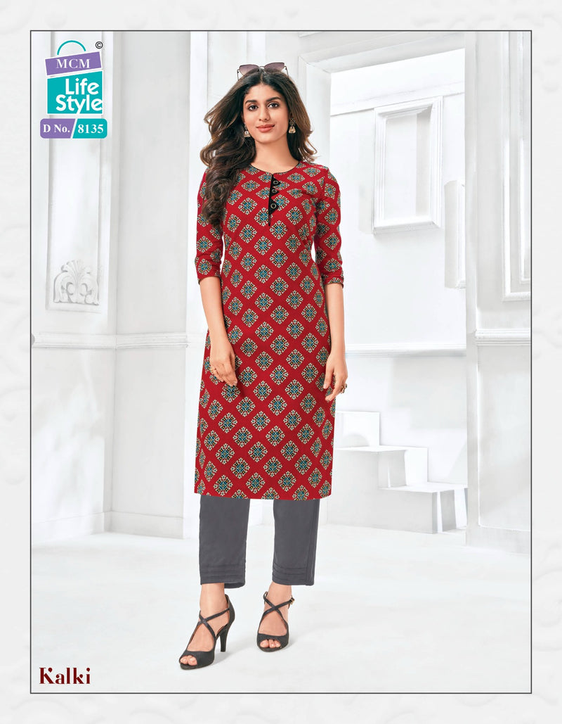 Mcm Lifestyle Kalki Vol 2 Cotton Prints Fancy Straight Daily Wear Kurtis