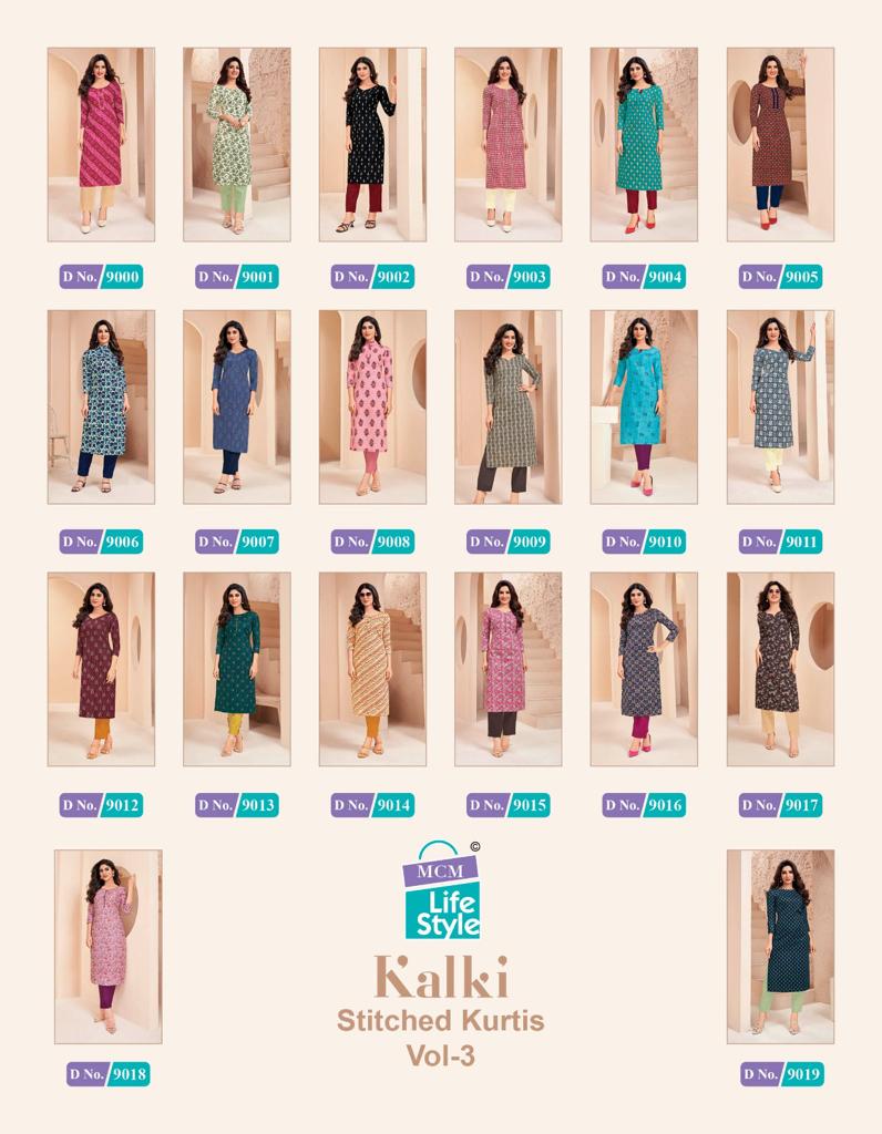 Mcm Lifestyle Kalki Vol 3 Cotton Daily Wear Fancy Jaipuri Kurti Set