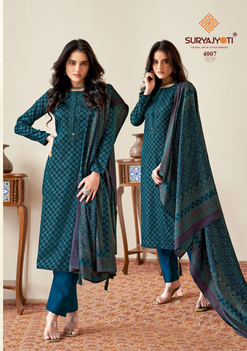 Suryajyoti Kalki Vol 4 Jam Satin Digital Printed Fancy Work Salwar Suit Collection