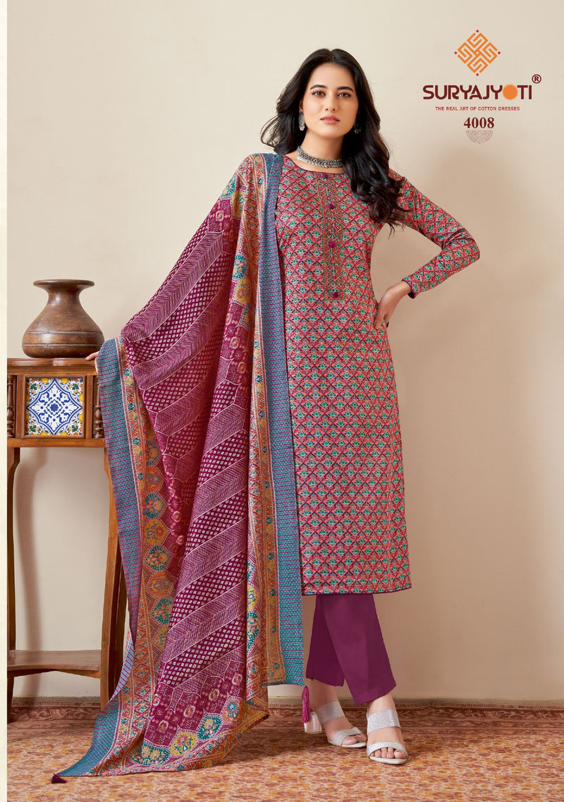 Suryajyoti Kalki Vol 4 Jam Satin Digital Printed Fancy Work Salwar Suit Collection