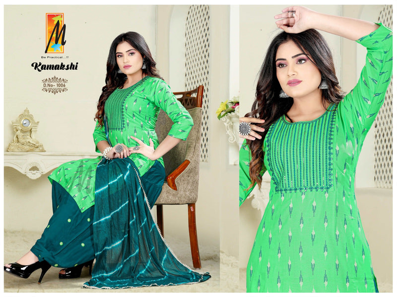 Master Kamakshi Printed Rayon With Sequence Designer Ready Made Patiyala Suits