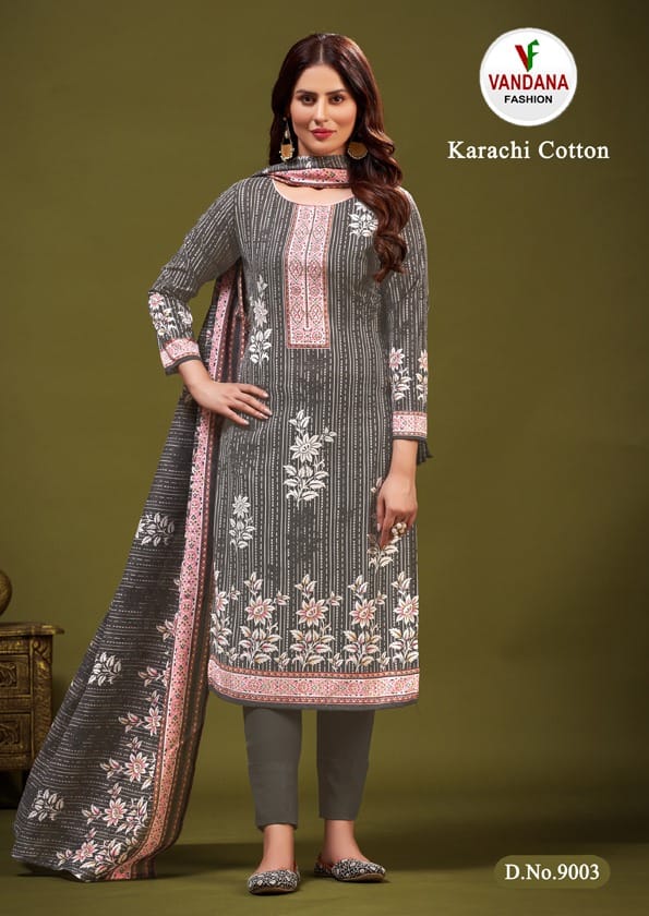 Vandana Fashion Karachi Cotton Vol 9 Cotton Print With Fancy Swarovski Work Suits
