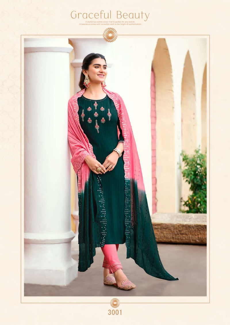 Karissa Opel Vol 3 Viscose Rayon Fancy Thered Work Designer Classy Look Top Pant With Dupatta Combo