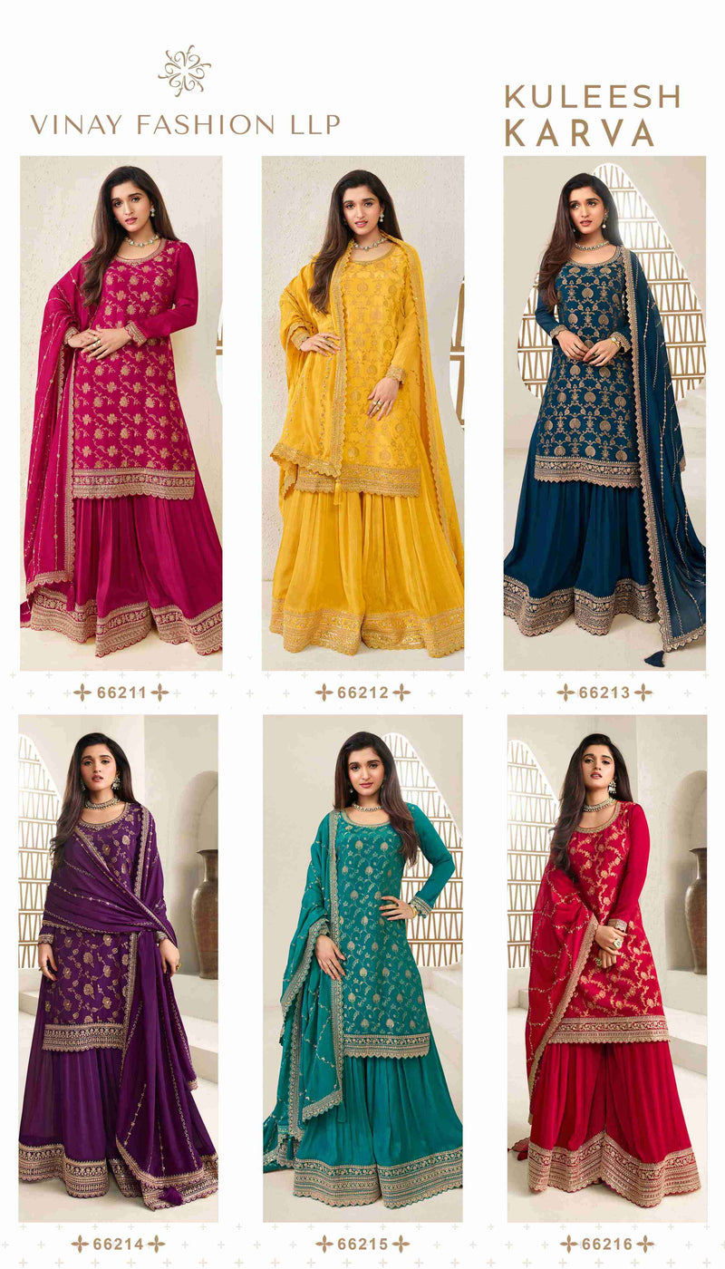 Vinay Fashion Kuleesh Karva Viscose Chinon Embroidered Designer Suit Collection