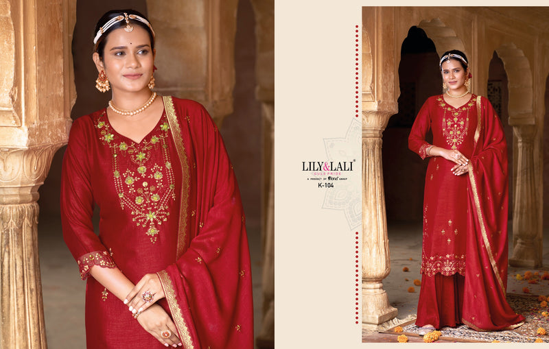 Lily And Lali Karwa Exclusive Viscose Embroidery Designer Fastival Suits Collection