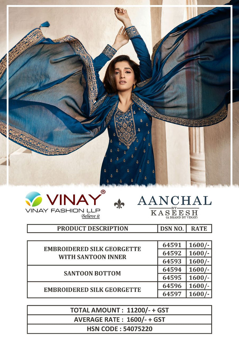 Vinay Fashion Kaseesh Aanchal Silk Heavy Embroidered Salwar Suits