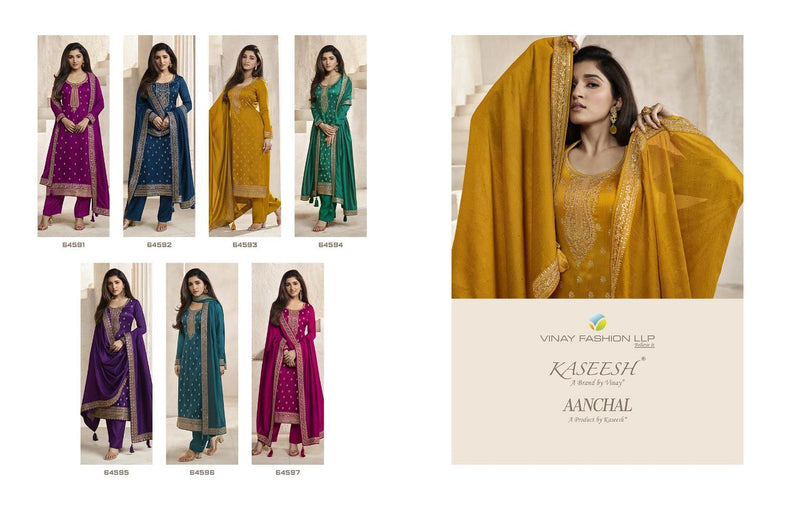 Vinay Fashion Kaseesh Aanchal Silk Heavy Embroidered Salwar Suits