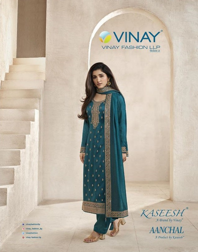 Vinay Fashion Kaseesh Aanchal Silk Heavy Embroidered Salwar Suits