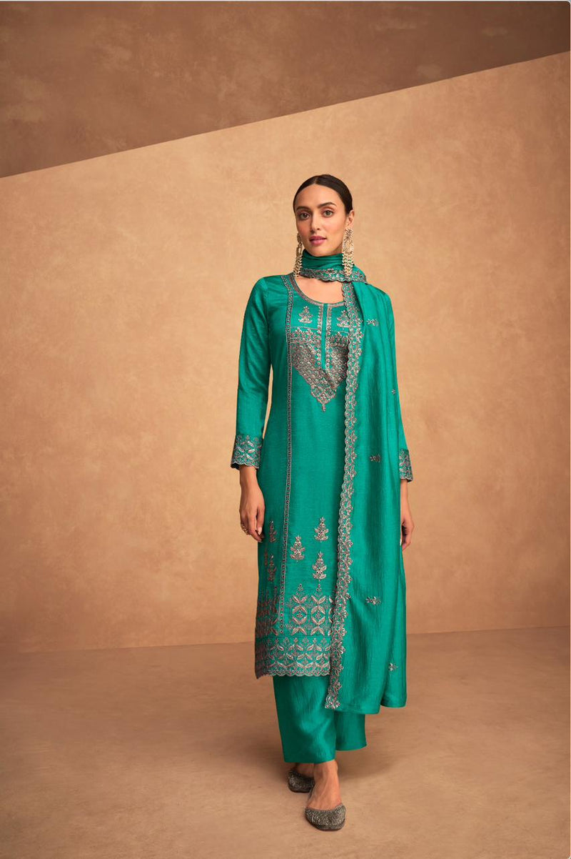 Aashirwad Creation Kashida Premium Silk Fancy Designer Partywear Salwar Kameez