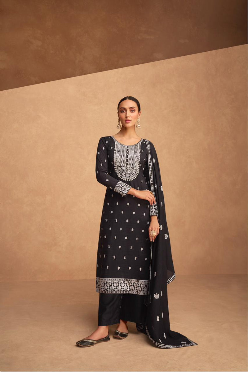 Aashirwad Creation Kashida Premium Silk Fancy Designer Partywear Salwar Kameez