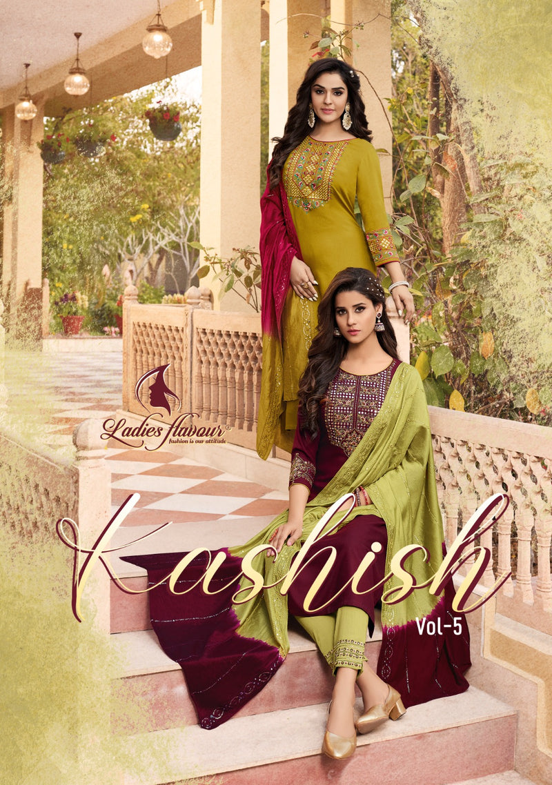 Ladies Flavour Kashish Vol 5 Rayon With Heavy Embroidery Designer Kurti Combo Set