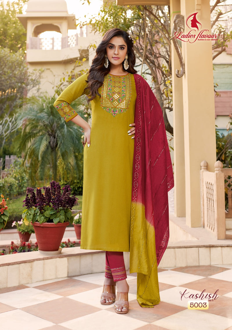 Ladies Flavour Kashish Vol 5 Rayon With Heavy Embroidery Designer Kurti Combo Set
