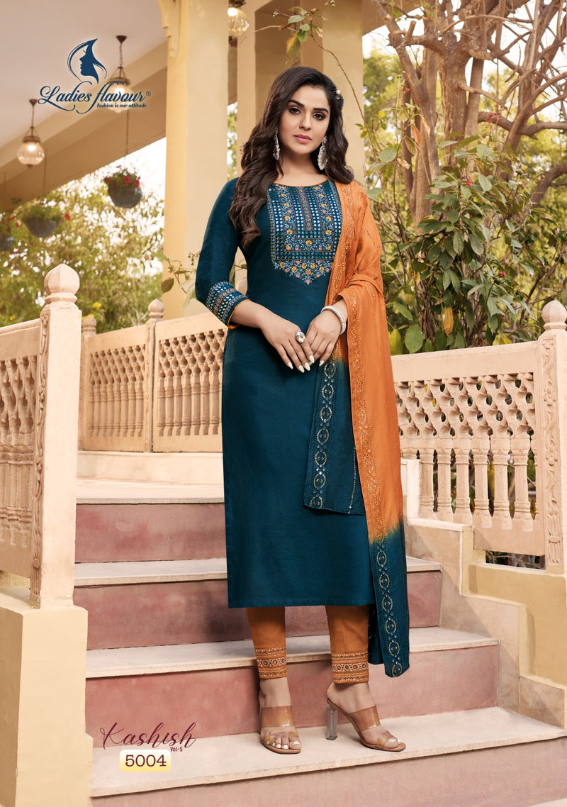 Ladies Flavour Kashish Vol 5 Rayon With Heavy Embroidery Designer Kurti Combo Set