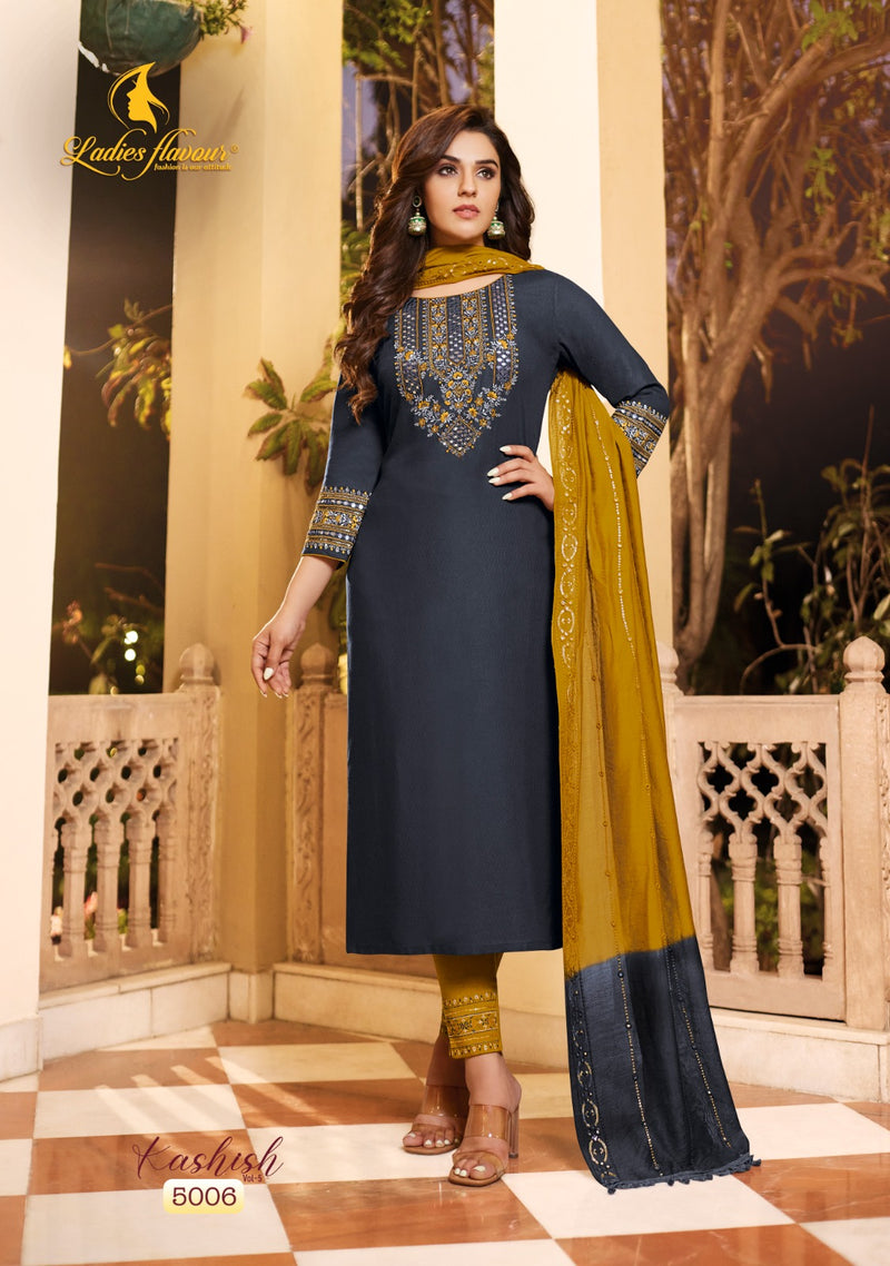 Ladies Flavour Kashish Vol 5 Rayon With Heavy Embroidery Designer Kurti Combo Set