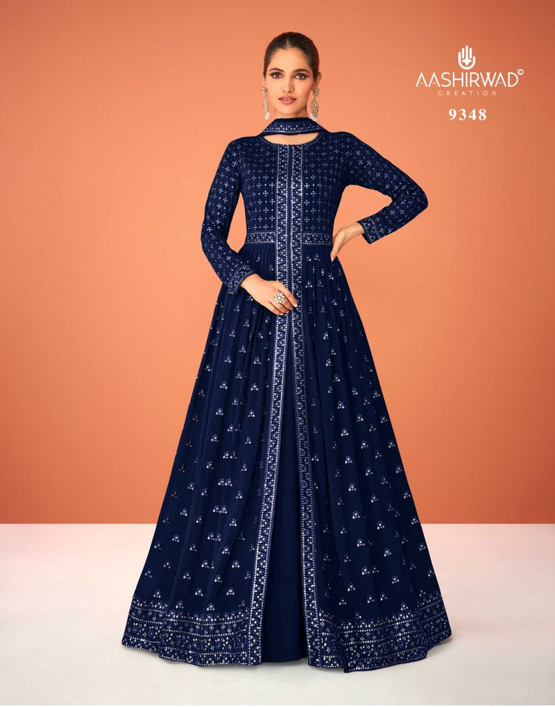 Aashirwad Creation Kasturi Real Georgette With Heavy Designer Ready Made Suits
