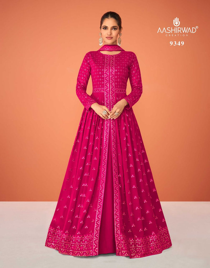 Aashirwad Creation Kasturi Real Georgette With Heavy Designer Ready Made Suits