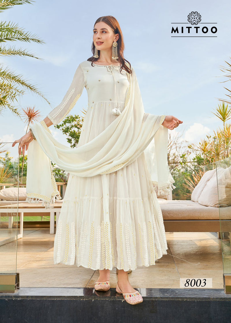 Mittoo Kasturi Georgette With Heavy Designer Gown With Dupatta