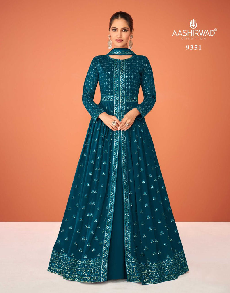Aashirwad Creation Kasturi Real Georgette With Heavy Designer Ready Made Suits