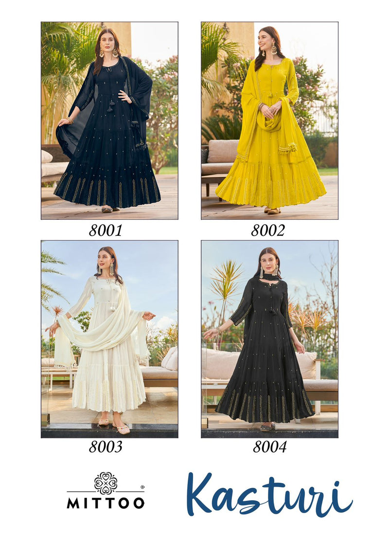 Mittoo Kasturi Georgette With Heavy Designer Gown With Dupatta