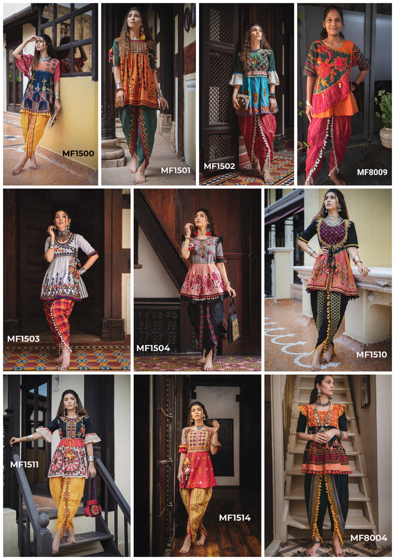 Mesmora Kath Putli Khadi Embroidery Top Tulip Navratri Kurti Collection