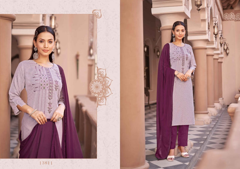 Kalaroop Kajree Fashion Kaveri Rayon With Fancy Hand Works Kurti Combo Set