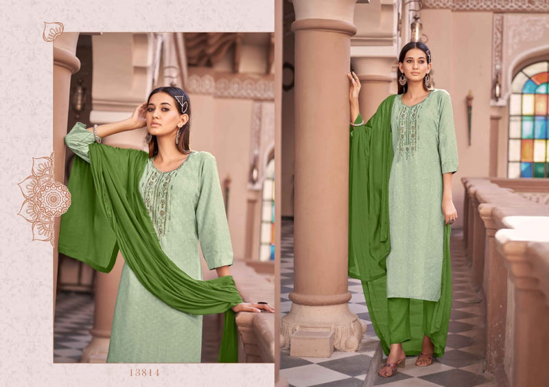 Kalaroop Kajree Fashion Kaveri Rayon With Fancy Hand Works Kurti Combo Set