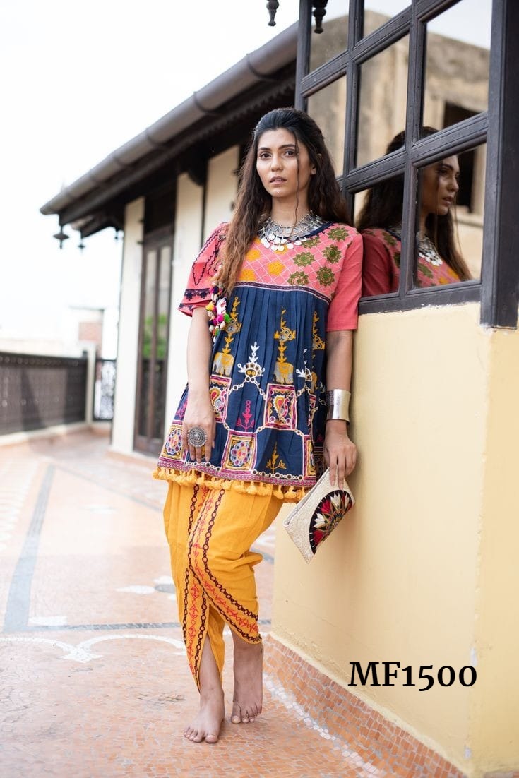 Mesmora Kath Putali Female Kedia Collection Colourful Embroidered Fancy Kedia With Tulip Pants