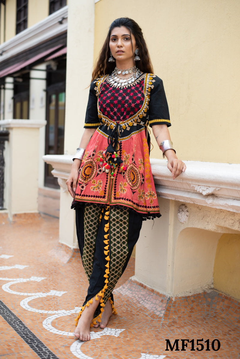 Mesmora Kath Putali Female Kedia Collection Colourful Embroidered Fancy Kedia With Tulip Pants