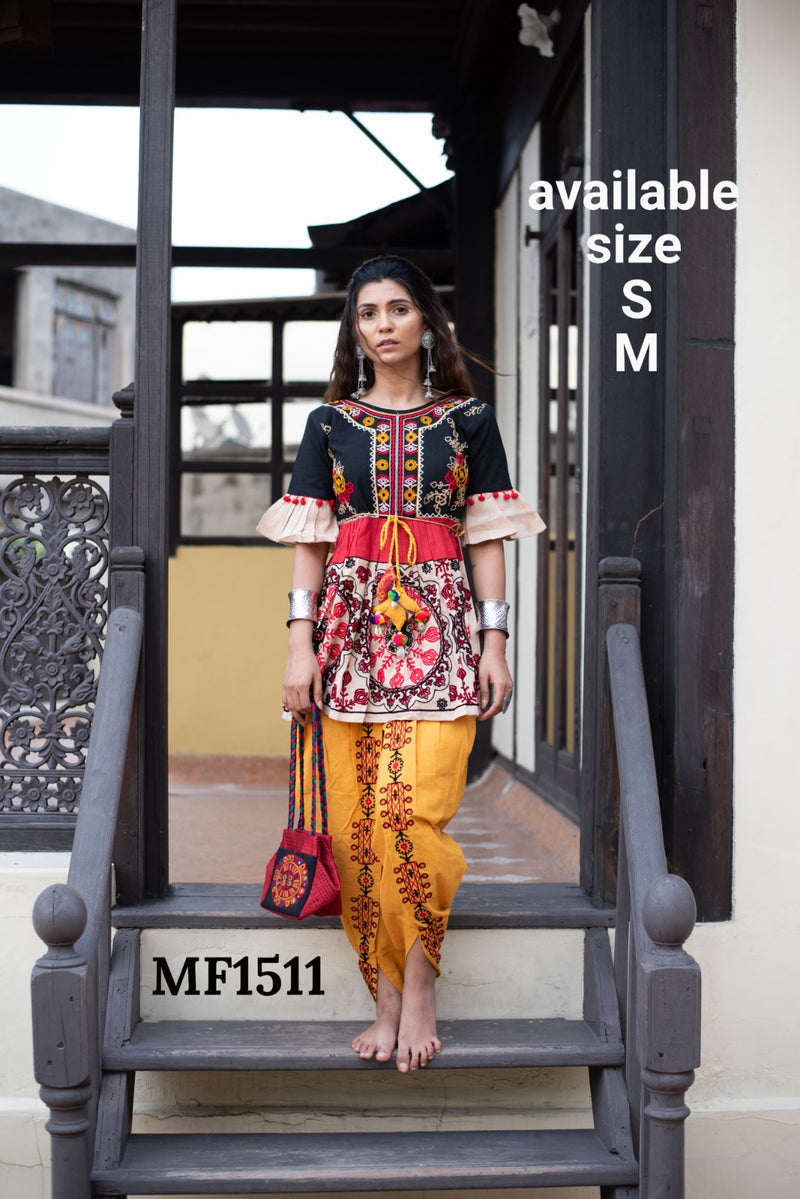 Mesmora Kath Putali Female Kedia Collection Colourful Embroidered Fancy Kedia With Tulip Pants