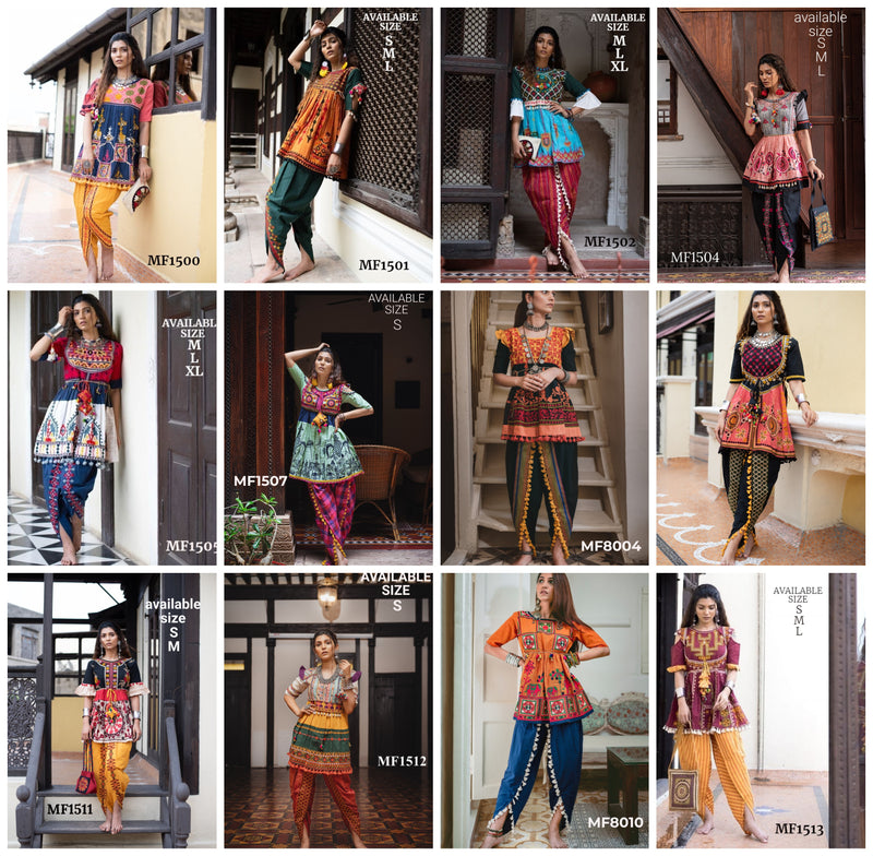 Mesmora Kath Putali Female Kedia Collection Colourful Embroidered Fancy Kedia With Tulip Pants