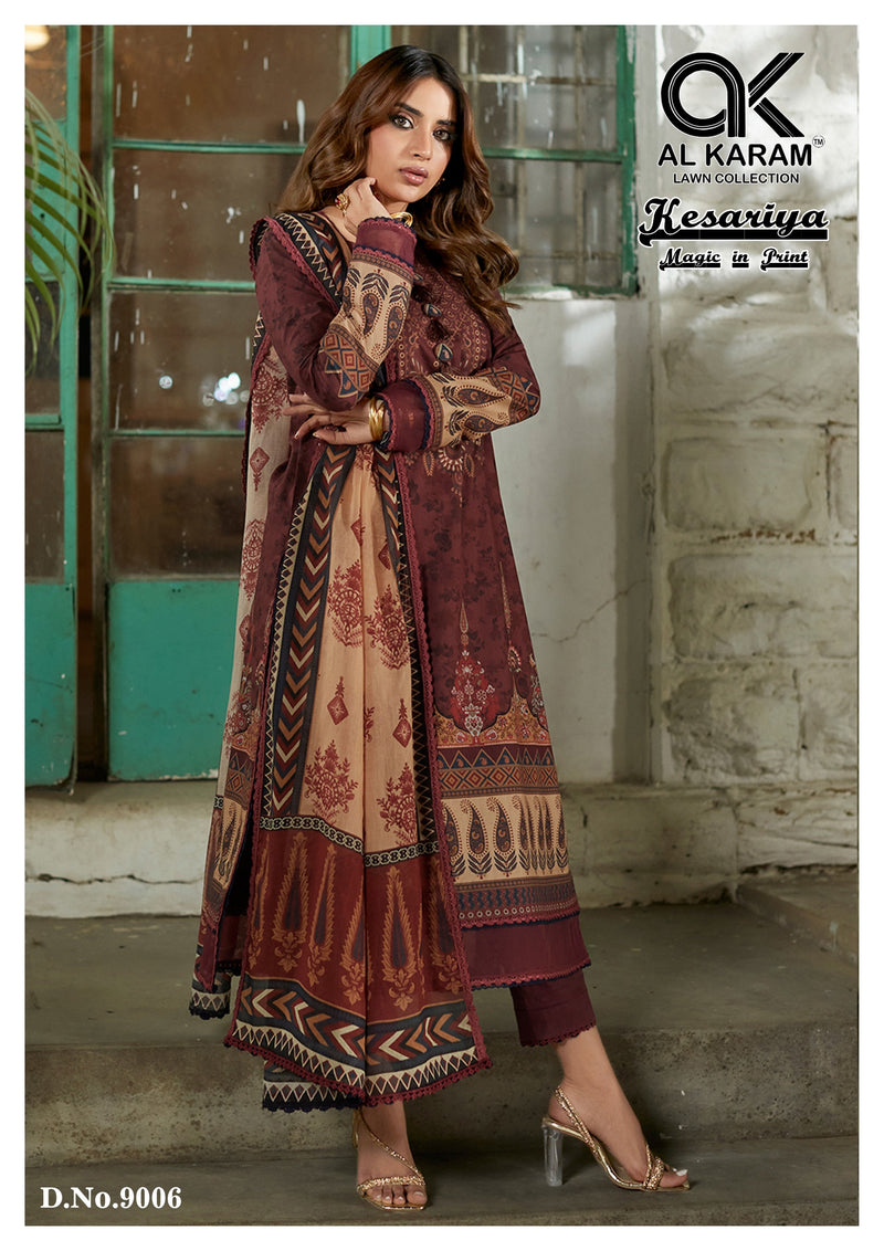 Al Karam Kesariya Magic In Print Vol 9 Cambric Embroidery Salwar Kameez