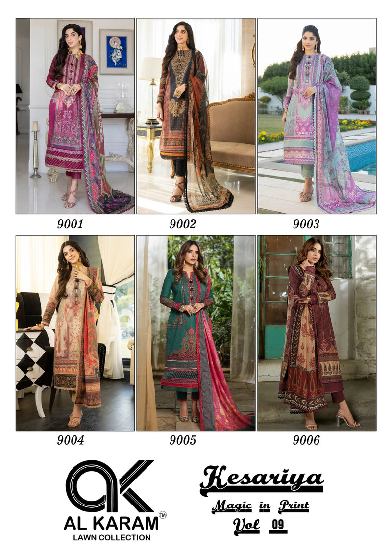 Al Karam Kesariya Magic In Print Vol 9 Cambric Embroidery Salwar Kameez