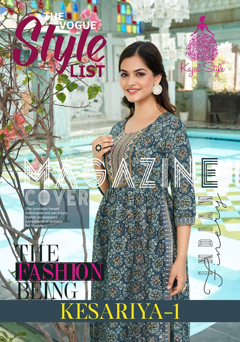 Kajal Style Kesariya Vol 1 Chanderi Silk Sequence Embroidery Work Fancy Kurti