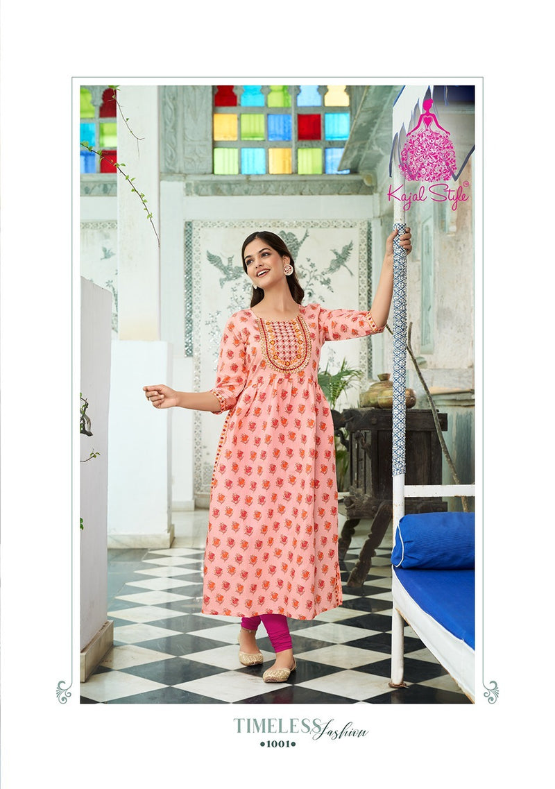 Kajal Style Kesariya Vol 1 Chanderi Silk Sequence Embroidery Work Fancy Kurti
