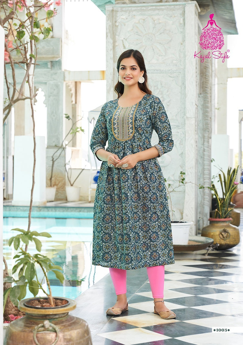Kajal Style Kesariya Vol 1 Chanderi Silk Sequence Embroidery Work Fancy Kurti