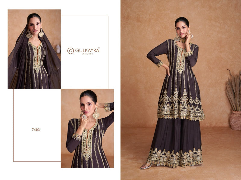 Gulkayra Designer Ketki Chinon Embroidery Work Wedding Wear Suit Collection