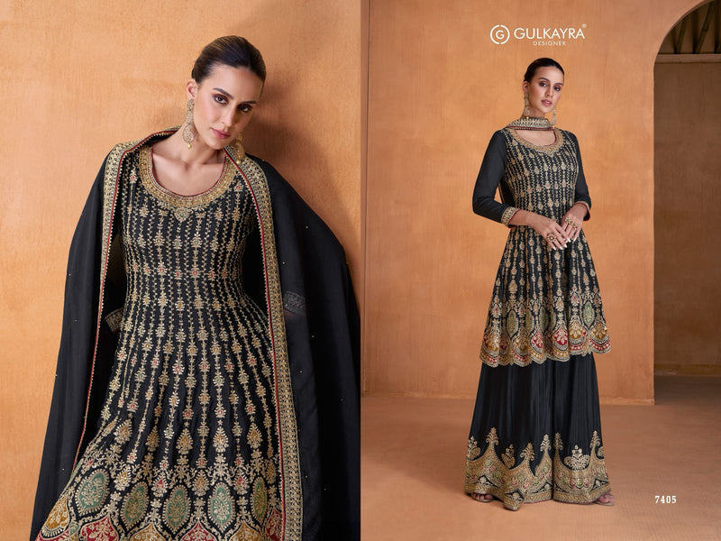 Gulkayra Designer Ketki Chinon Embroidery Work Wedding Wear Suit Collection